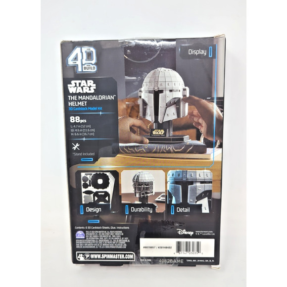 4D Build Star Wars Mandalorian Helmet 3D Cardstock Model Kit 88 Pcs Star Wars - Picture 2 of 3